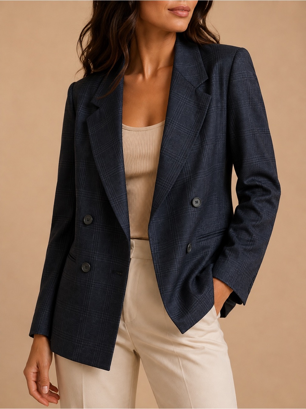 Norton Ditto Classic Woman Houston Double Breasted Plaid Blazer Size 6